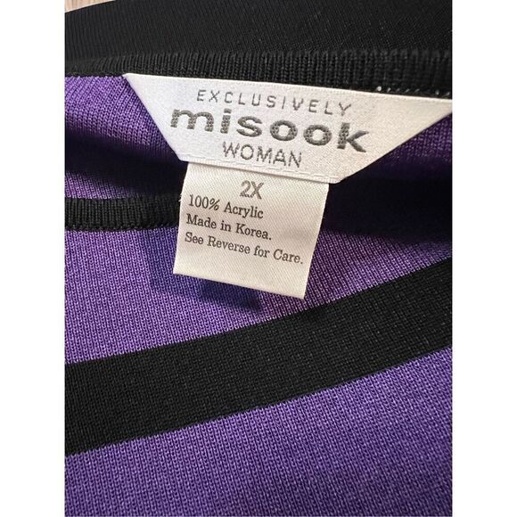 Exclusively Misook Woman Plus Size Black Sheath Dress W/Purple Stripes Size 2X - Picture 6 of 7